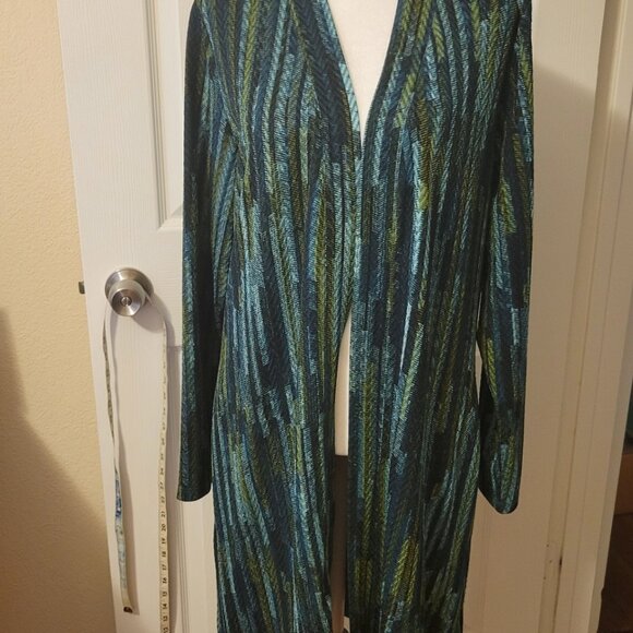 Susan Graver Regular Printed Novelty Knit Duster Cardigan ONLY - M A366174 - Picture 1 of 8